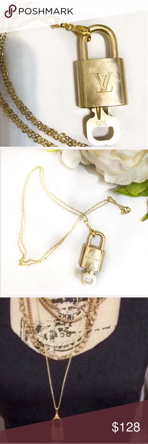 louis vuitton gold lock and key necklace